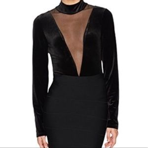 BCBGMaxAzria Moriah Knit Velvet Turtleneck top